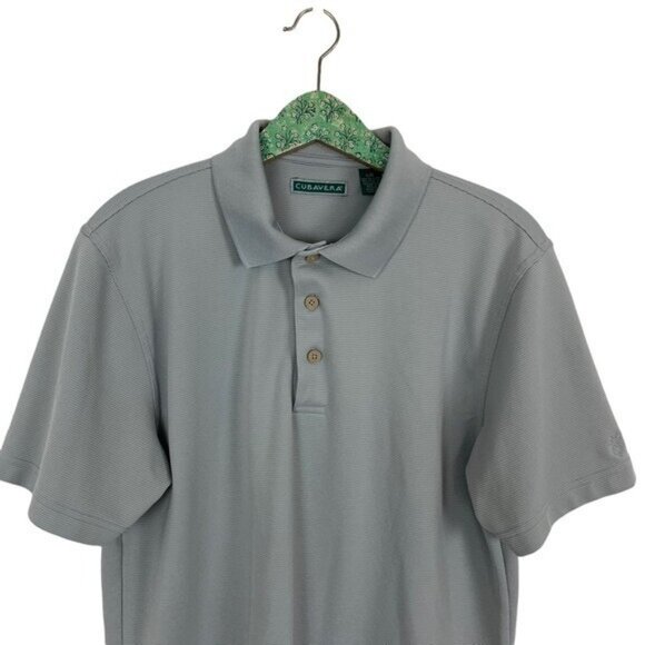 Cubavera Gray Short Sleeve Performance Polo Shirt Classic Fit Golf Casual Large - Picture 2 of 4